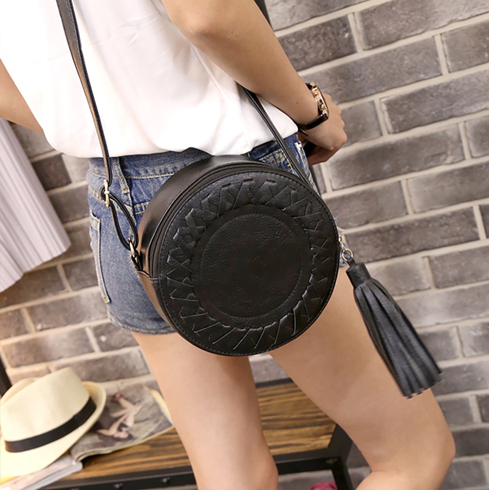 Bolsa para damas tejido bolsa de paja para playa verano Mujer círculo mano Bali redondo Retro de mimbre bolso versátil bolsas # G67: A