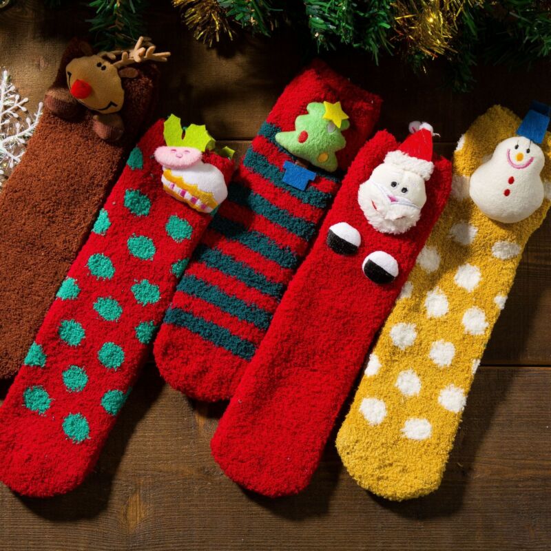 Family Matching Christmas Socks Santa Claus Xmas Tree Socks Hosiery Soft Warm Cotton Snowflake Soft Socks Christmas