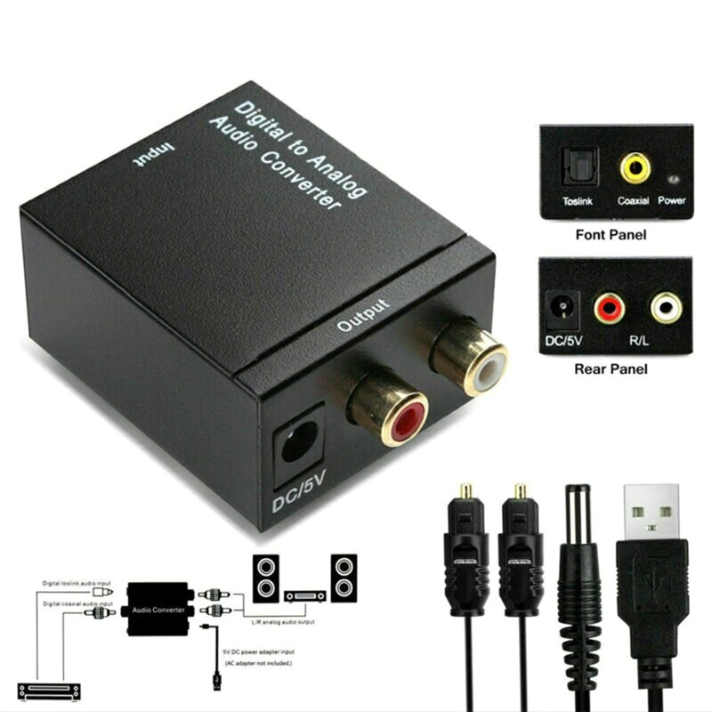 Convertisseur Audio numérique optique vers analogique, 3.5mm, avec câble en Fiber RCA, décodeur de Conversion numérique optique vers Audio