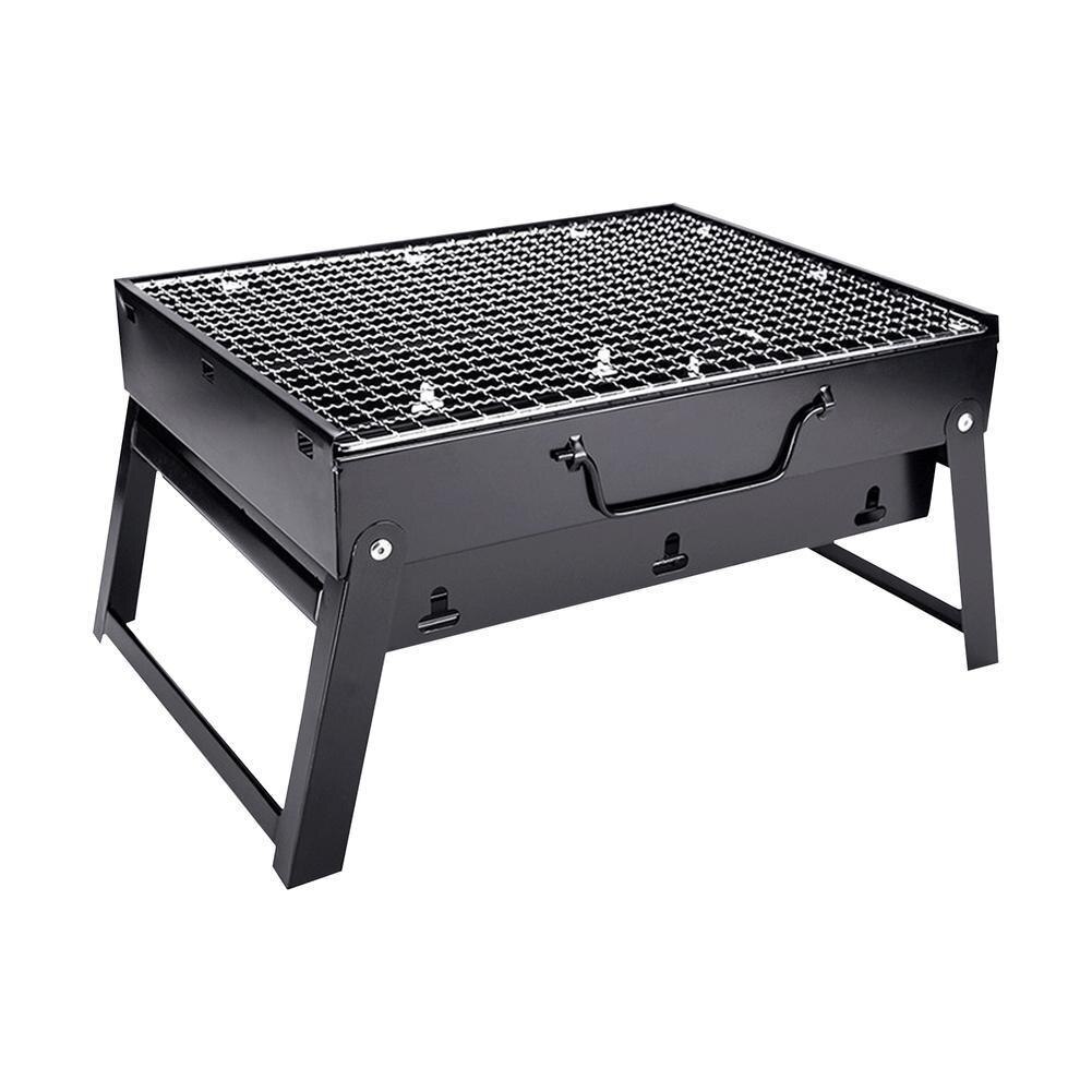 Parrilla de barbacoa de hierro forjado portátil, plegable, sencilla, para el hogar, para campo al aire libre