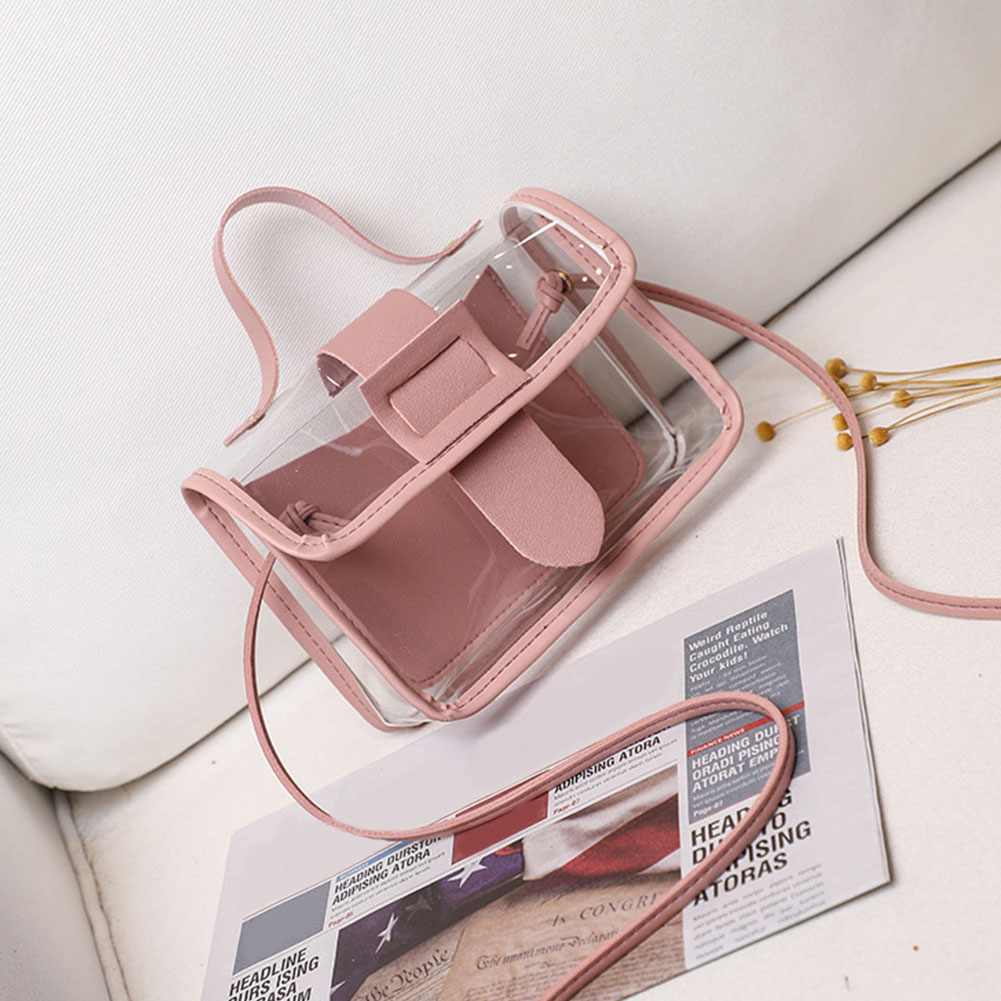 Clutches Messenger PU Leather Crossbody Adjustable Strap Casual Transparent Handbag Women Shoulder Bag Sweet Purse Small