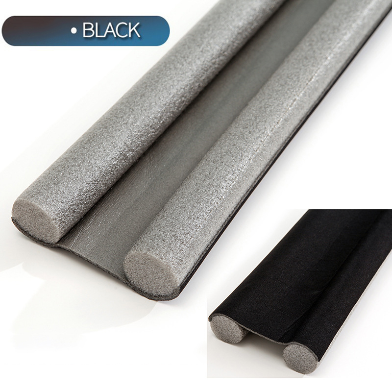 Tapón de tira de sellado inferior de puerta Flexible, protector de burlete para puerta, bloqueador de polvo y viento, tapón sellador, sello de puerta, superventas: Negro