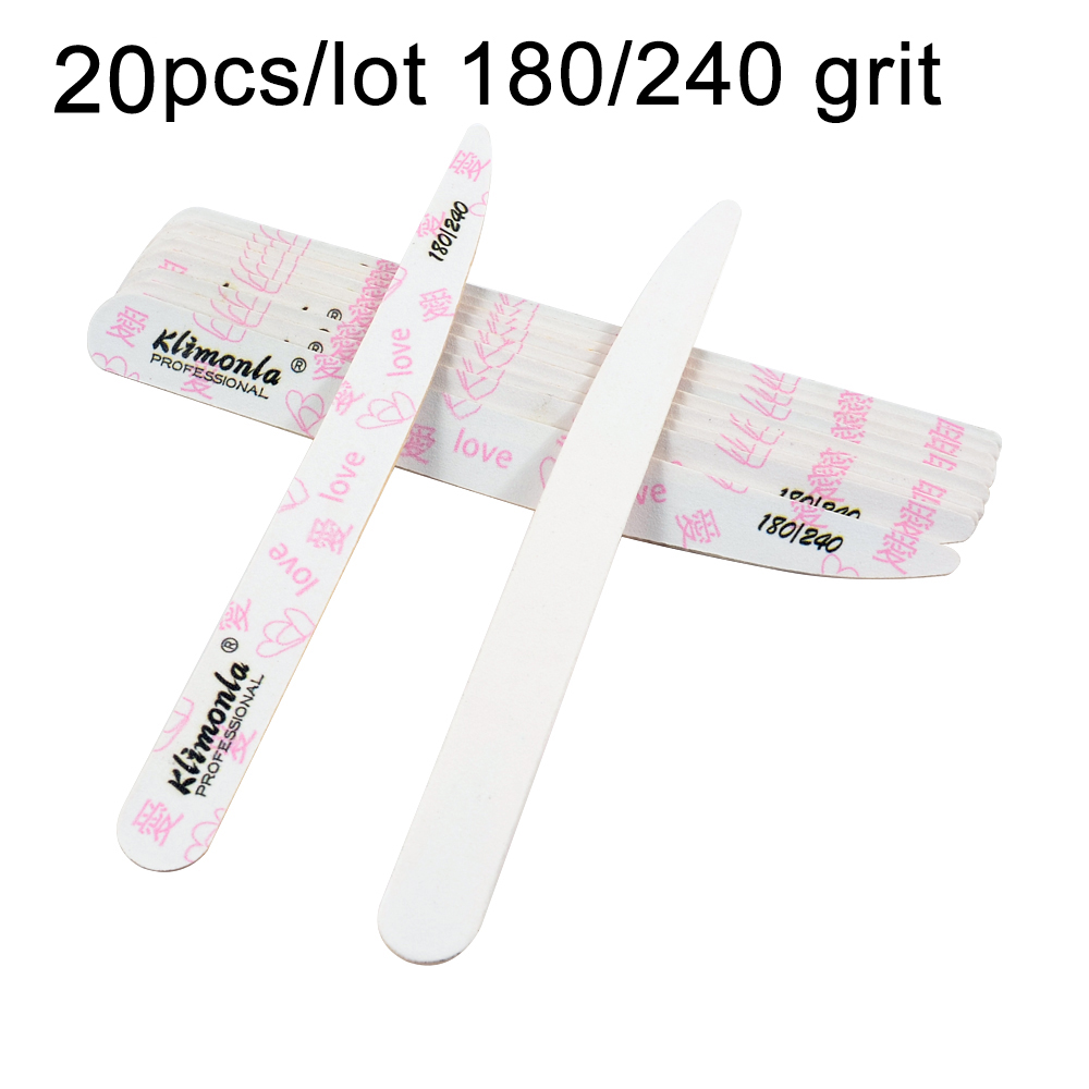 Lima de uñas de madera, papel de lija blanco, caracteres y patrones tradicionales chinos, cuchillo pulidor, herramientas de Arte para uñas, 10/20 piezas: 20pcs 180 240grit