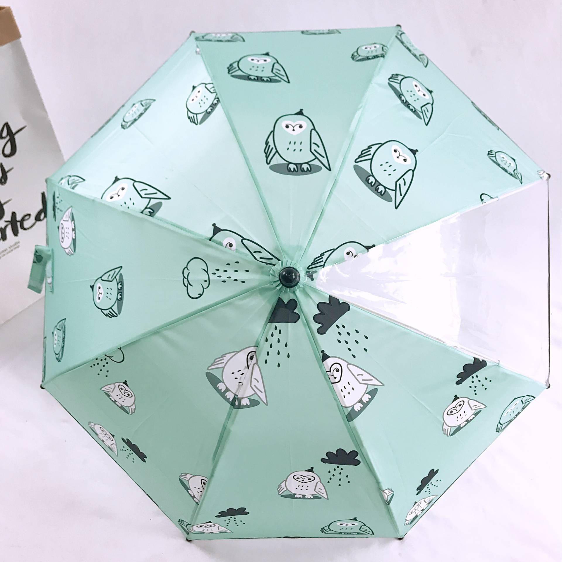 Parasol 6 couleur enfants parapluie 8 os nordique mignon dessin animé Animal parapluie ananas prune imperméable parapluie: Blue-Green Owl