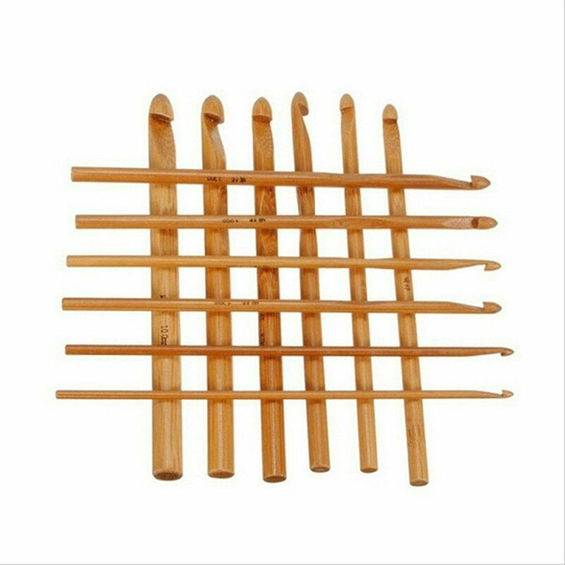 12 pçs/set Bambu Gancho de Crochet Agulhas de Costura Fios para Crochet Para Ferramentas De Tricô Para Fios de Tricô Fontes Do Ofício
