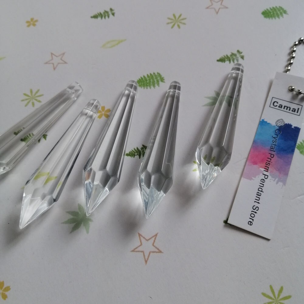 5 st 65mm klart glas kristall istappar ljuskrona lampa prismor spetsiga hänge diy pärla hängande solfångare belysning delar
