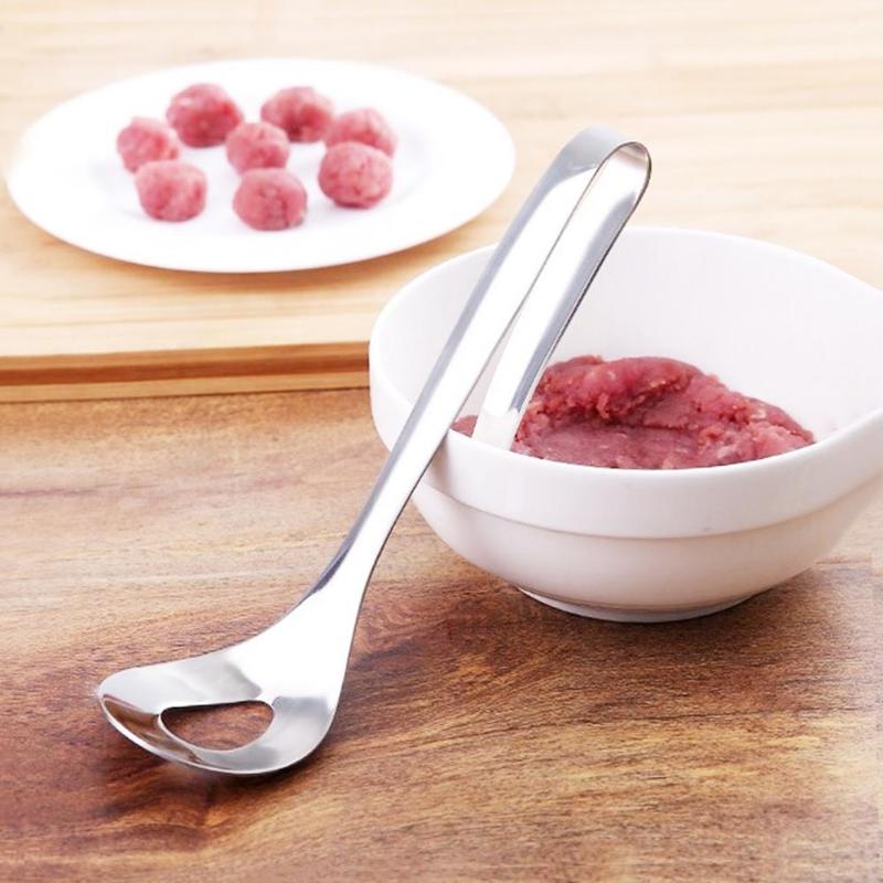 Non-stick köttbullstillverkare rostfritt stål kök kött boll sked kök gadget kött handtag diy hem kök verktyg