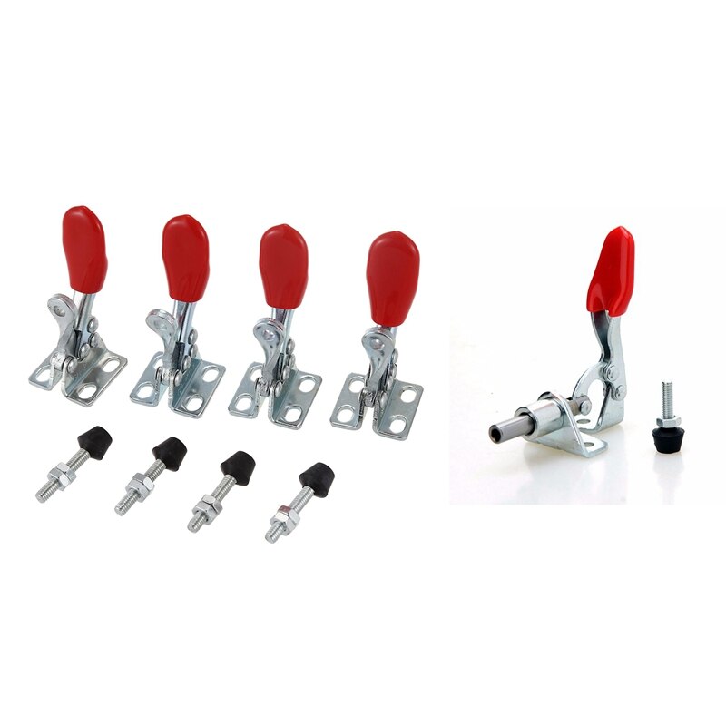 Morsetto a ginocchiera con capacità di tenuta in metallo da 4 pezzi, tipo a scatto, gh morsetto a ginocchiera con capacità di tenuta in metallo da -201a e 1 pezzo, corsa di spinta del morsetto verticale per utensili manuali