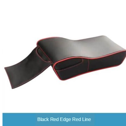 Leren auto armsteun kussen auto middenconsole stoel armleuningen box covers bescherming hand verhoging steunen accessoires: Zwarte rode lijn