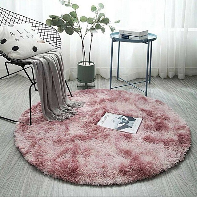 Petit tapis rond antidérapant, coloré, 40/60/80cm, pour salon et chambre à coucher, impression de teinture par nouage, décoration de la maison, hiver