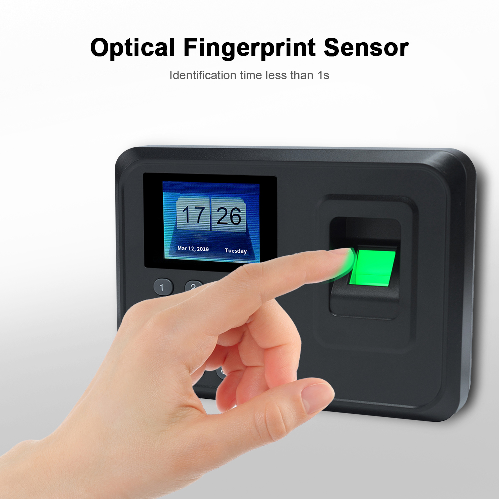 A5 2.4in biometrisk fingeraftryk tid tilstedeværelse system ur optager kontor tft optageenhed elektronisk maskine