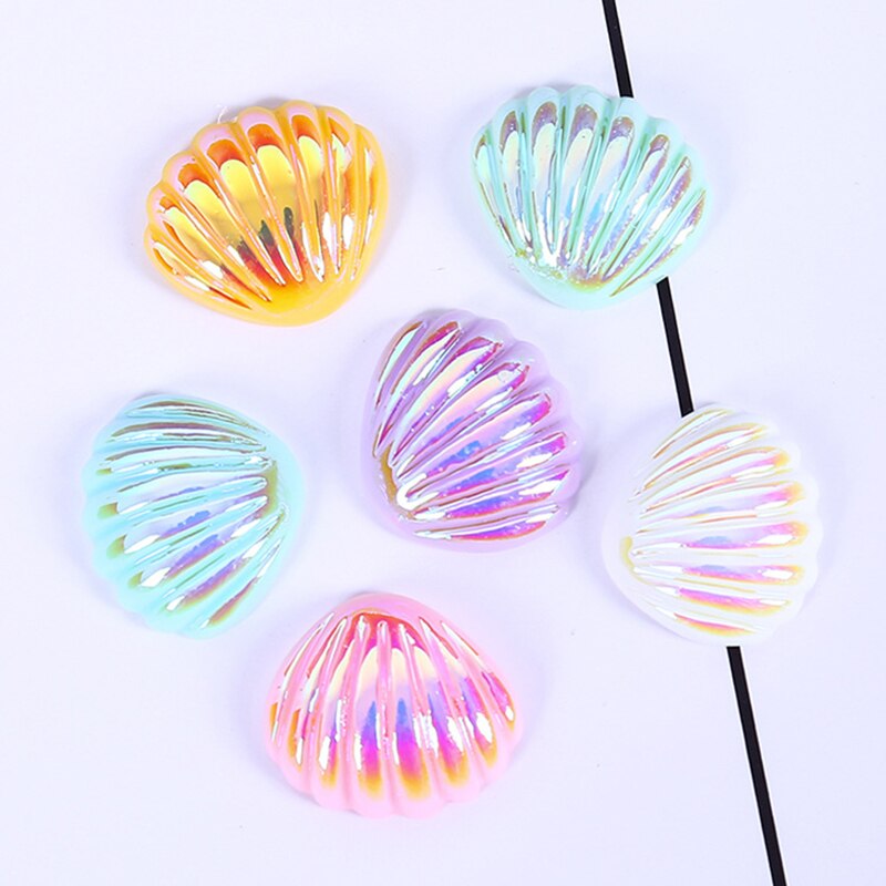 20 stk glitter ocean perle shell harpiks miniaturer diy håndværk kunst boligindretning tilbehør telefon shell patch kunstmaterialer