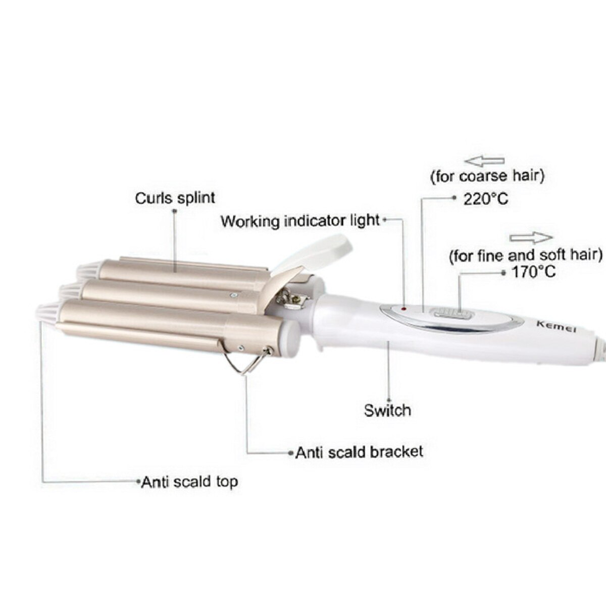 Curling Iron Ceramic Triple Barrel Hair Styler Hair Waver Styling Tools 110-220V Hair Curler Electric Curling style