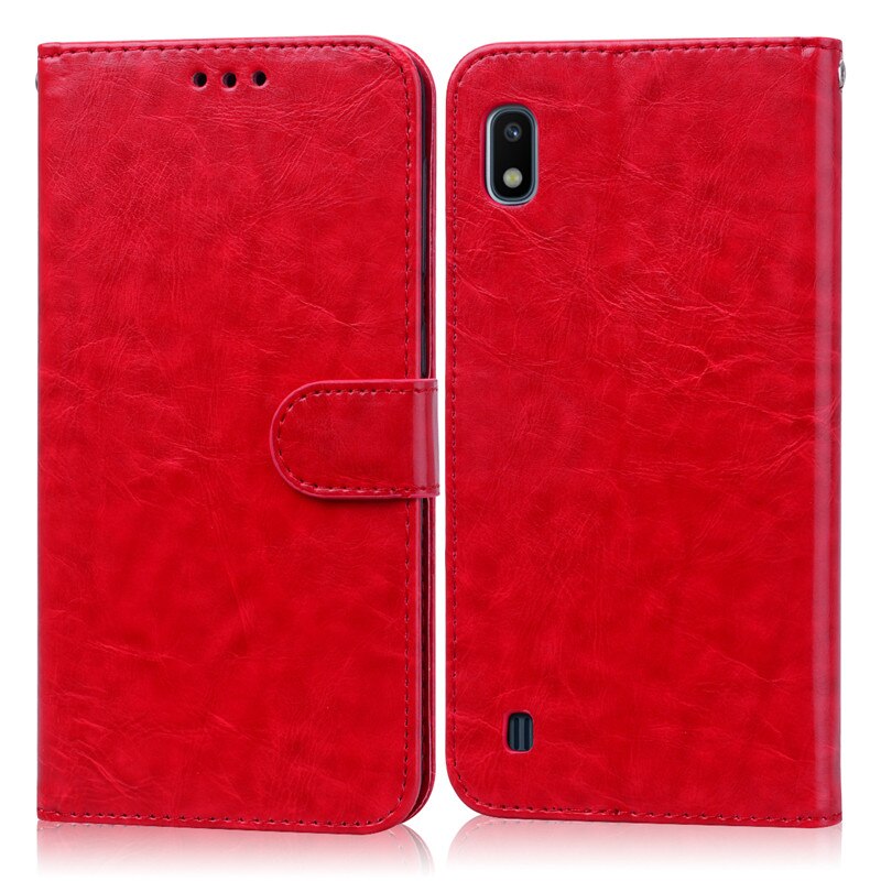 Luxe Flip Leather Case Voor Samsung A10 Case Back Telefoon Case Voor Samsung Galaxy A10 Een 10 SM-A105F A105 A105F cover: Red