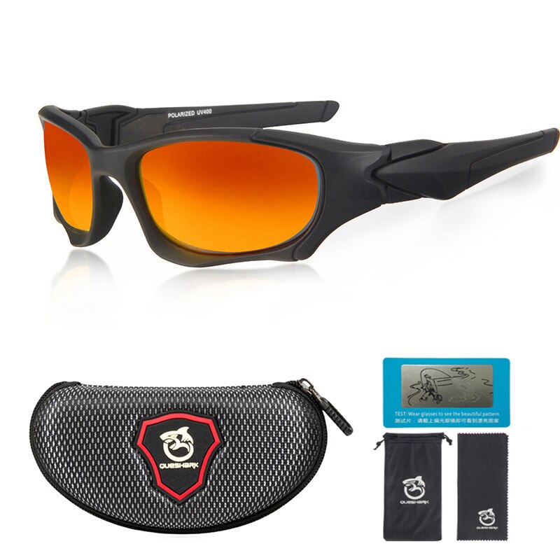 QUESHARK Men Women HD Polarized Sports Fishing Sunglasses UV400 Anti-Glare Hiking Eyewear TR90 Frame Sport Bike Cycling Glasses: Red