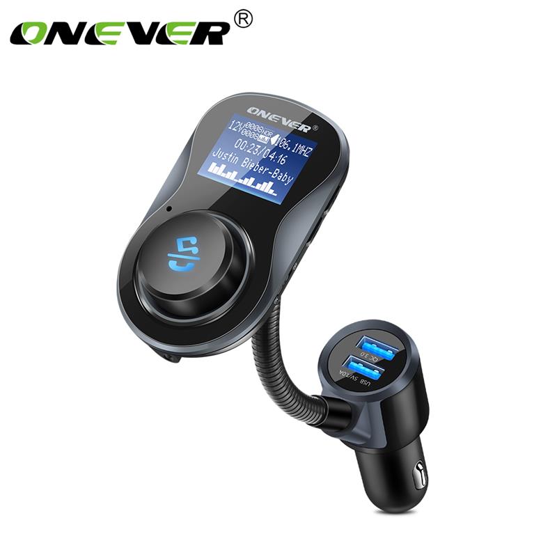 Onever QC 3.0 USB Charger Dual Port Bluetooth FM Transmitter Car Kit MP3 Speler Handsfree TF USB Lossless Muziekspelers FLAC