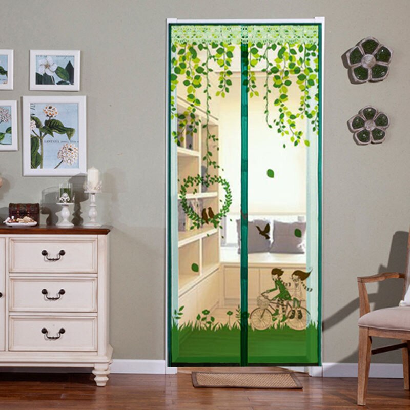 Handsfree Magnetische Klamboe Deur Netto Anti Fly Insect Mosquito Deur Screen Anti-Mosquito Magnetische Gordijn Mesh voor Deur: Green Bike / 100X210cm