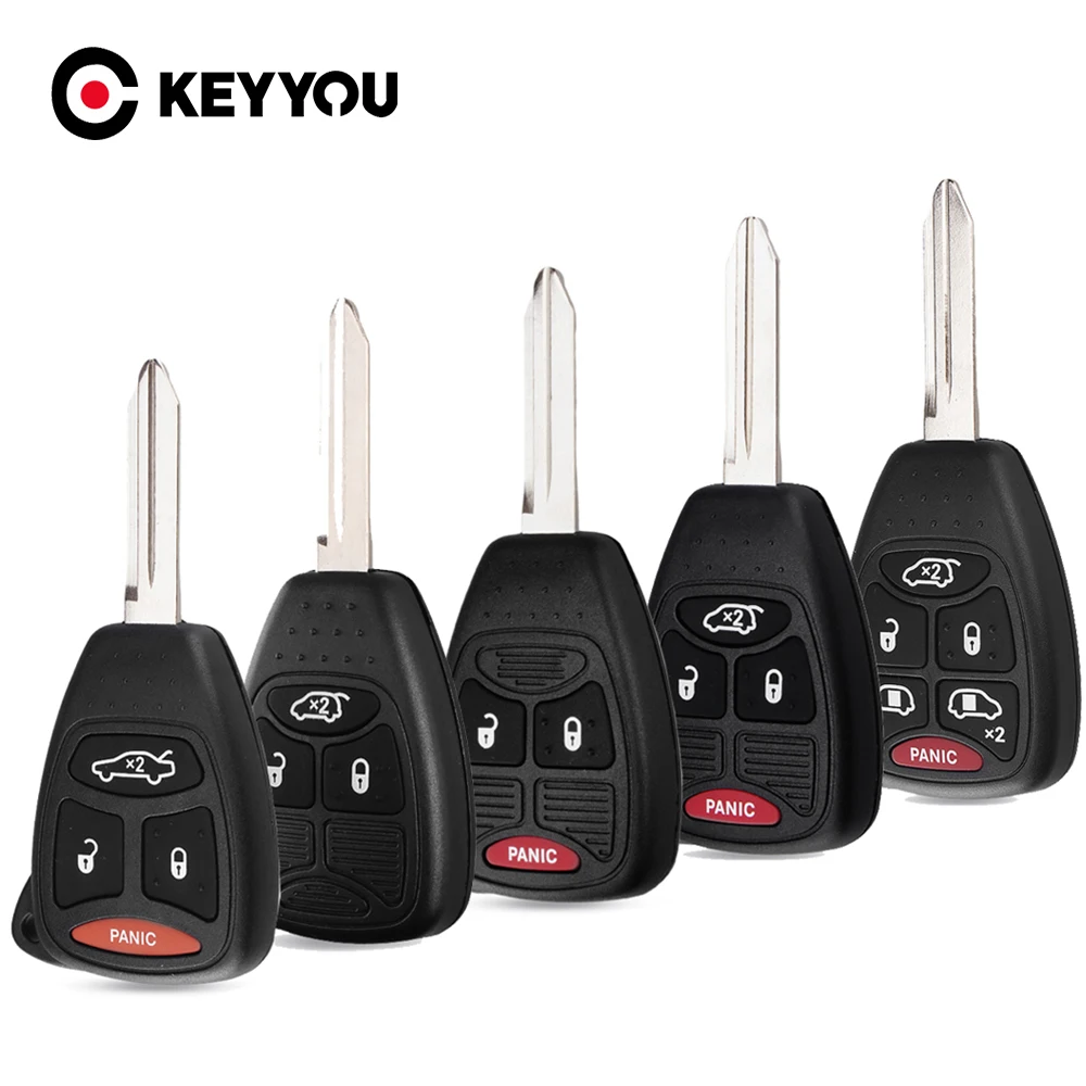 KEYYOU-carcasa para llave de coche, 2/3/4/5/6 botones para Chrysler Pacifica Aspen 300 Dodge RAM Caravan Jeep Commander Grand Cherokee