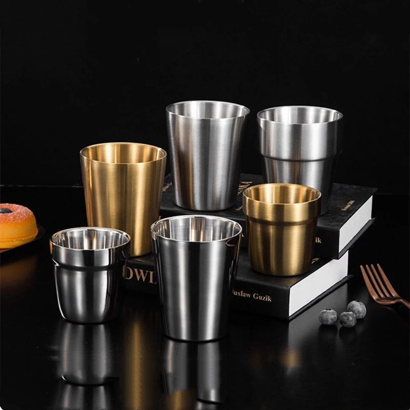 Taza irrompible e irrompible para beber cerveza, café, té, aislamiento Anti escaldado, taza de agua de acero inoxidable, tazas para niños