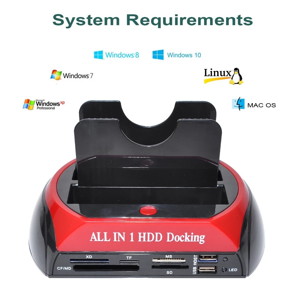 All in 1 Hdd Docking Station eSATA to USB 2.0/3.0 Adapter For 2.5/3.5 Hard Disk Drive Docking Station Hard Enclosure US/UK/EU/AU