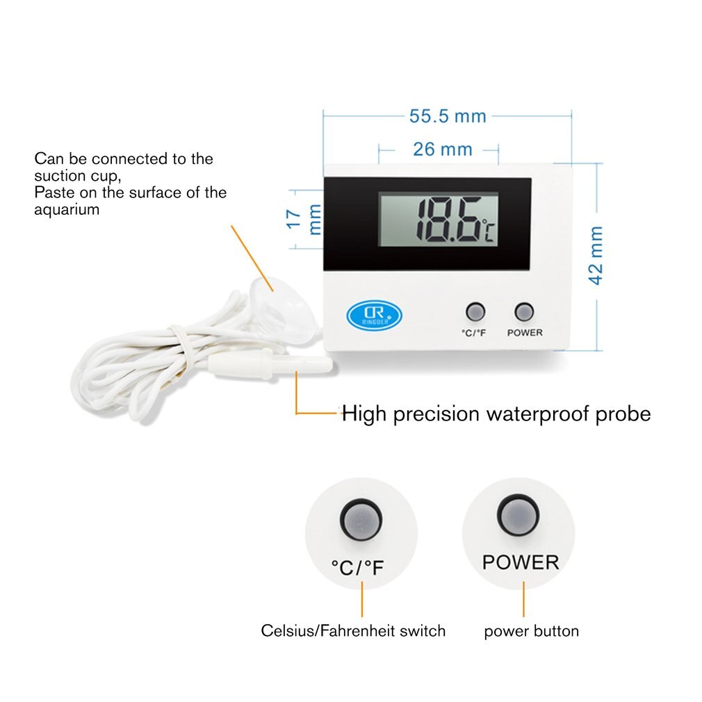 Digital Thermometer Fridge Temperature Tester TM-6 for Aquarium Thermometer Thermometer Sensor with Suction cup