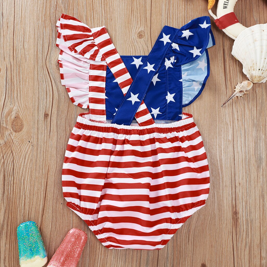 Baby Girls Boys Rompers Toddler Stars Striped Short Sleeve Back Bandage Rompers Jumpsuit Mixed Color Outfits Set ropa de bebe