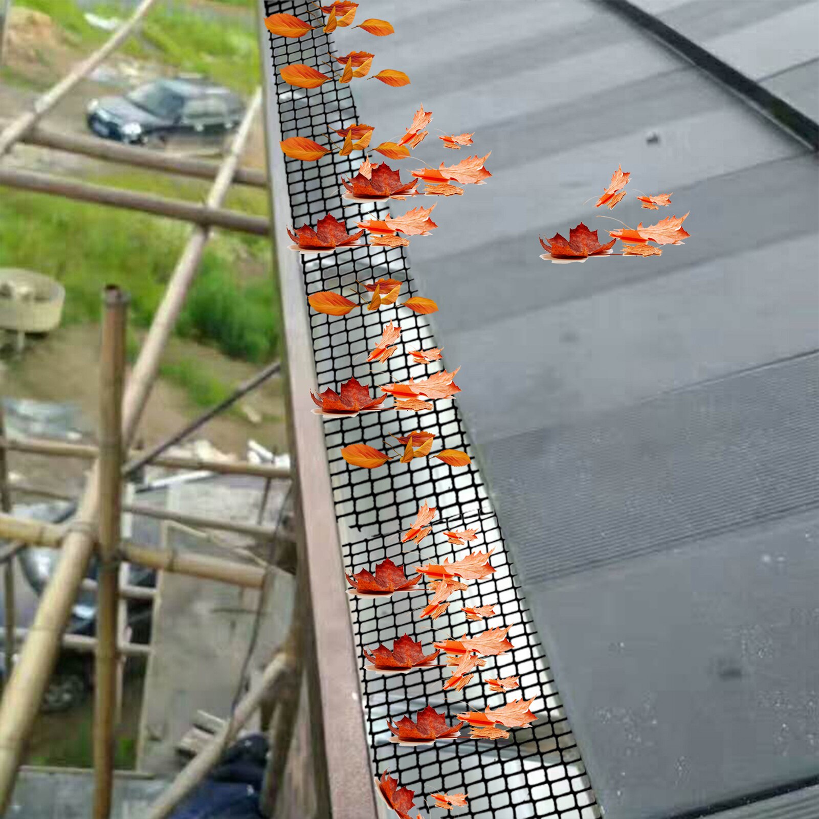 18*800Cm Dakgoot Guard Mesh Protector Blad Bescherming Cover Netting Plastic Gutter Netto Overloop Schoonmaken Tool