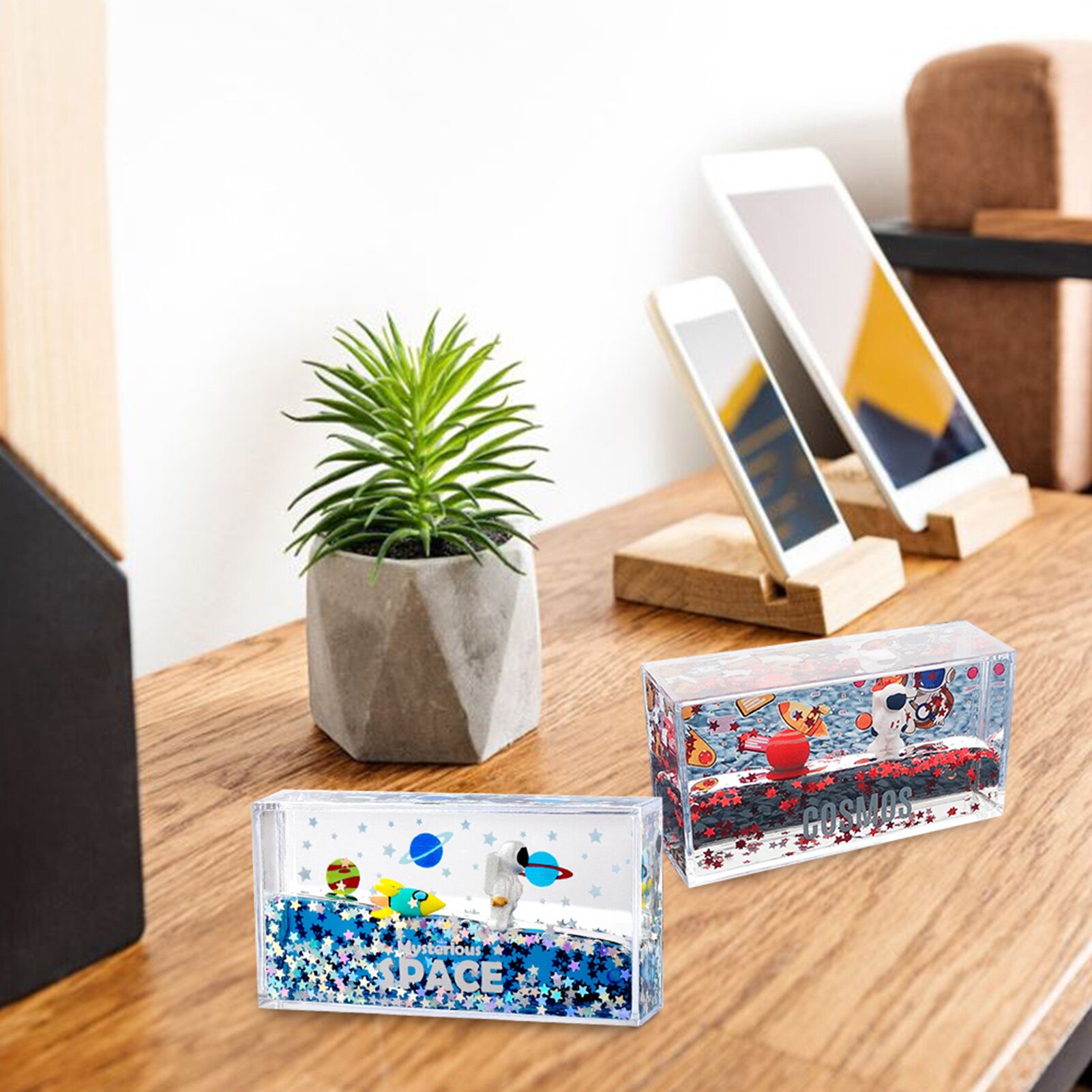 Płynna pływająca dekoracja astronauta pokój dziecięcy ruchome piaski pływający akrylowy ornament na urodziny, dekoracja ślubna Hhome