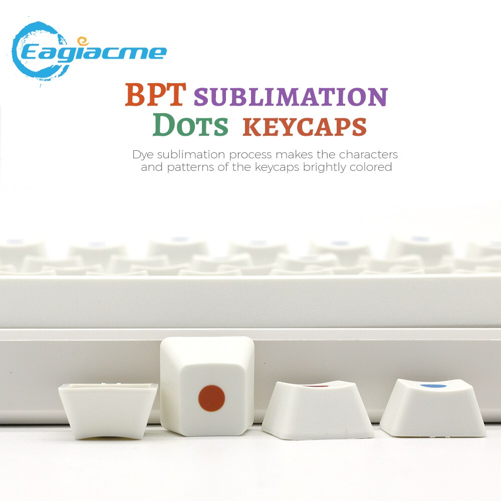 104 Keys/set White Colour Dots Keycaps OEM Profile PBT Key Caps For Gaming Mechanical Keyboard Switch Dye Sublimation Key Cap