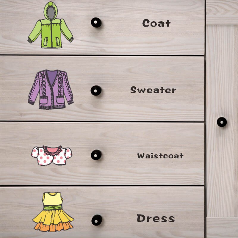 Girls' clothing classification logo wall stickers closet sorting storage tip stickers