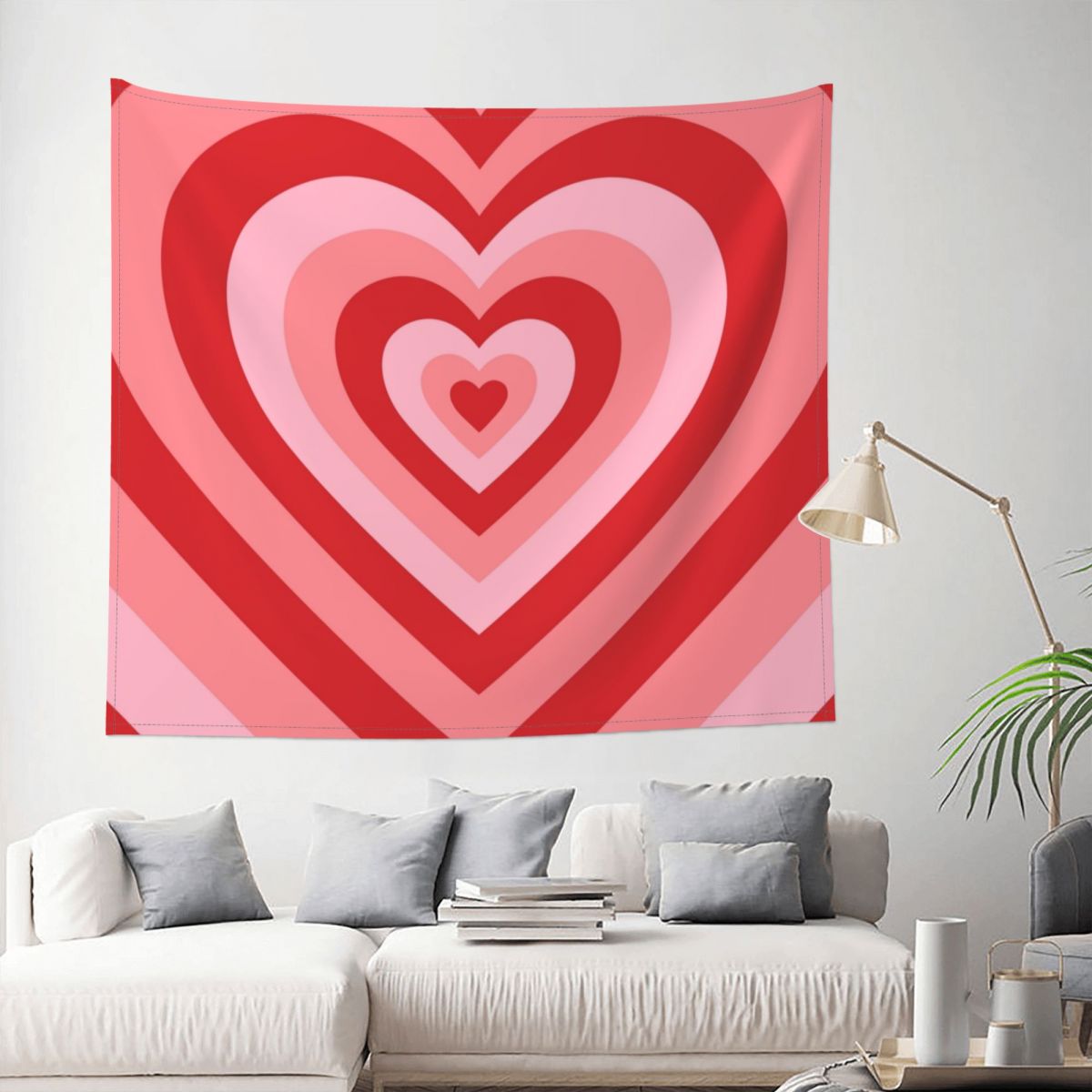 Retro Psychedelic Pink Heart Y2k Tapestry Wall Hanging Hippie Polyester Tapestries Mandala INS Blanket Wall Decor 95x73cm