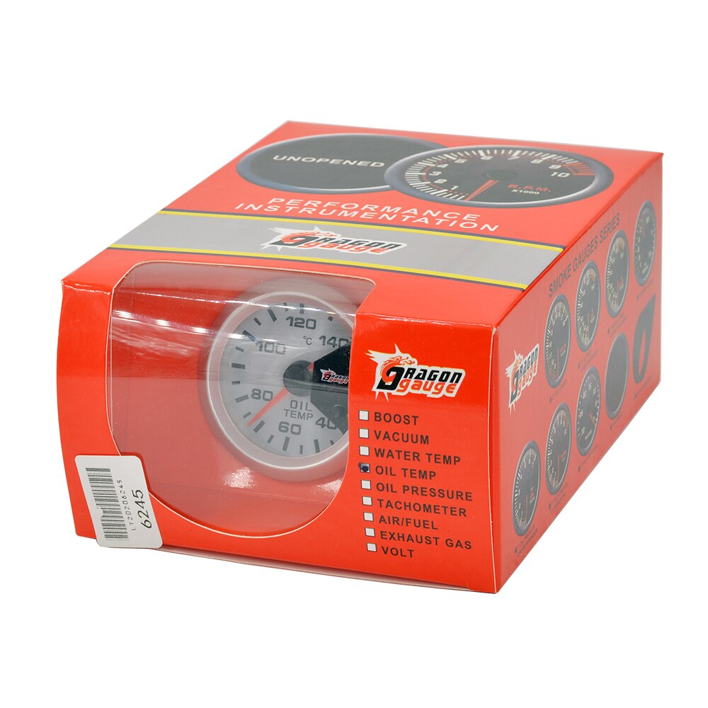 Dragon 52mm Stepper Motor Auto Car Oil Temp Meter 40-140 Celsius Temperature Gauge 7 Colors Backlight