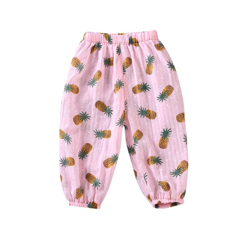 Zomer Peuters Baby Meisje Jongen Bodems Anti-Mug Broek Meisjes Jongens Casual Ananas Afdrukken Lange Bloeiers Broek: Roze / 18m