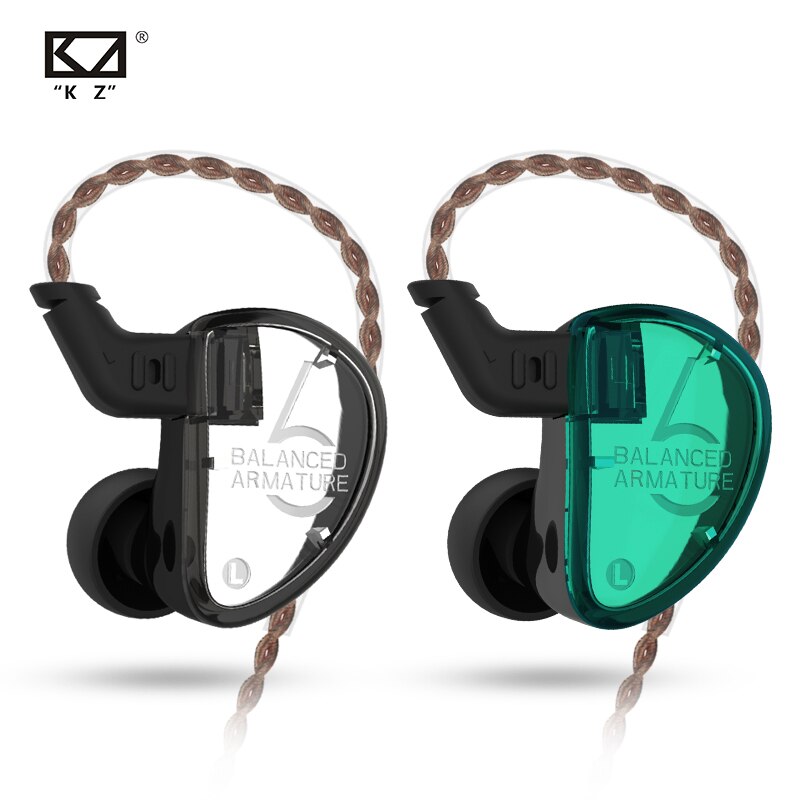 KZ AS06 Oortelefoon 3BA Balanced Armature Driver HIFI Bass Hoofdtelefoon In Ear Monitor Sport Headset Noise Cancelling Oordopjes Groen