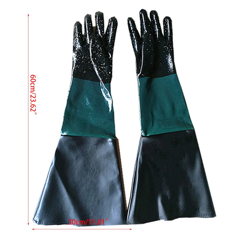 1 paar rubberen zandstraalzandstraalzandstraalhandschoenen voor zandstraalkasten Veiligheid 60 cm handschoen: Black