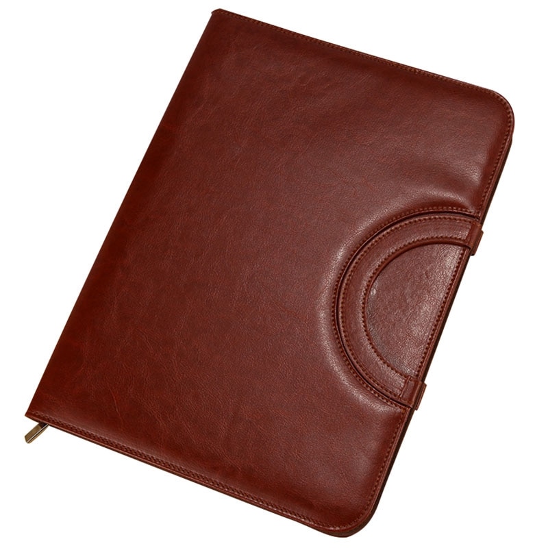 A4 Map Multifunctionele Draagbare Rits Zak Beheer Clip Voor Met Rekenmachine Bedrag Premium Lederen Notepad