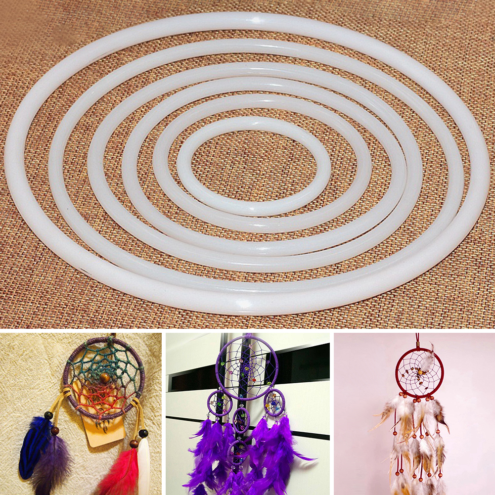 Aro blanco duradero de plástico redondo para manualidades grandes, accesorios DIY, anillo atrapasueños