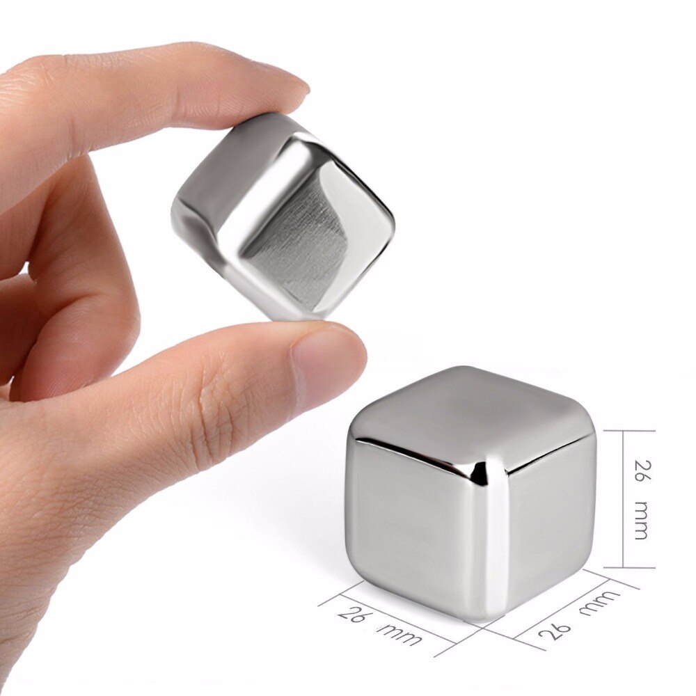 Cubos de hielo de acero inoxidable piedras de whisky piedras de enfriamiento reutilizables rocas para bebida vino cerveza mantener su bebida fría más tiempo
