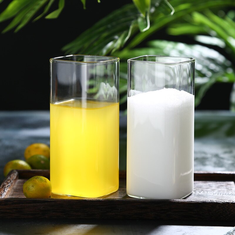 Copo de café da manhã das crianças copo de leite cristal quadrado resistente a alta temperatura transparente simples copo de vidro do agregado familiar bebidas ferramenta