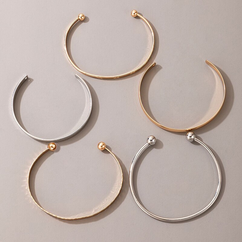 Tocona punk 5 pçs/sets colorido liga metal bangle para as mulheres nova moda aberto pulseiras boêmio jóias presente atacado 16423