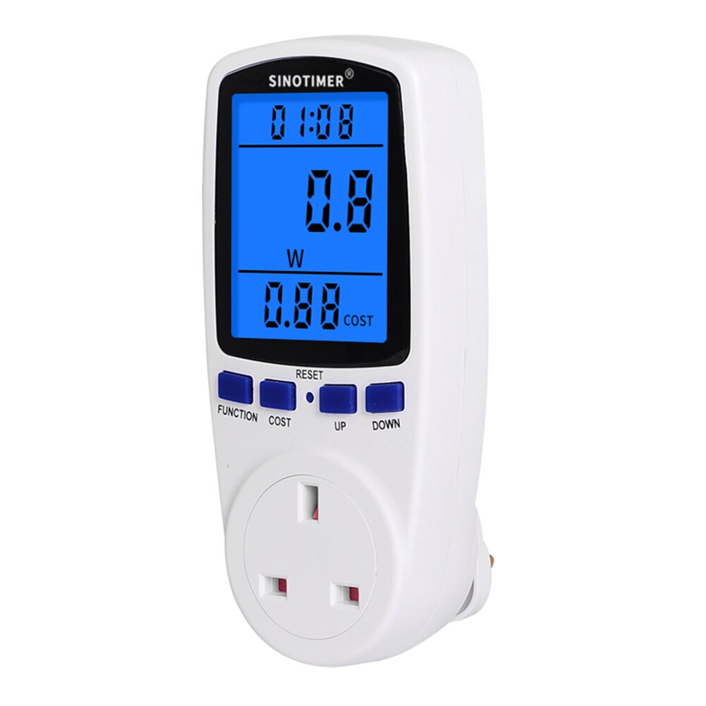 Smart LCD rétro-éclairage affichage compteur d'énergie électricité moniteur analyseur wattmètre électrique prises de surveillance domestique: UK Plug	
