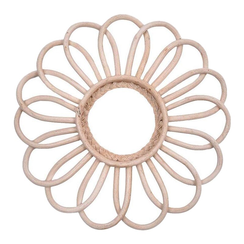 2x vintage ronde decoratieve wandspiegellijsten bohemian chic wandspiegel rotan lijst