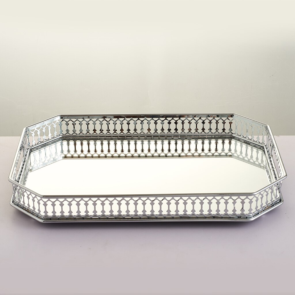 Crystal Cosmetic Tray Decorative Vanity Mirrored Jewelry Trinket Organizer Trays Vanity Makeup Tray Bathroom Home Decor