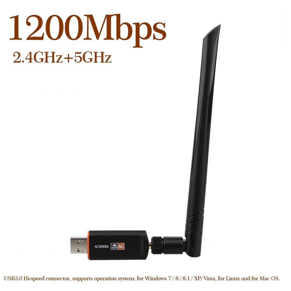 1200Mbps USB 3.0 WiFi Adapter Dual Band 2.4G 5G AC1200 Wireless Network WiFi Adapter Ethernet 802.11AC w/ Antenna for Laptop PC: 1200Mbps Model C