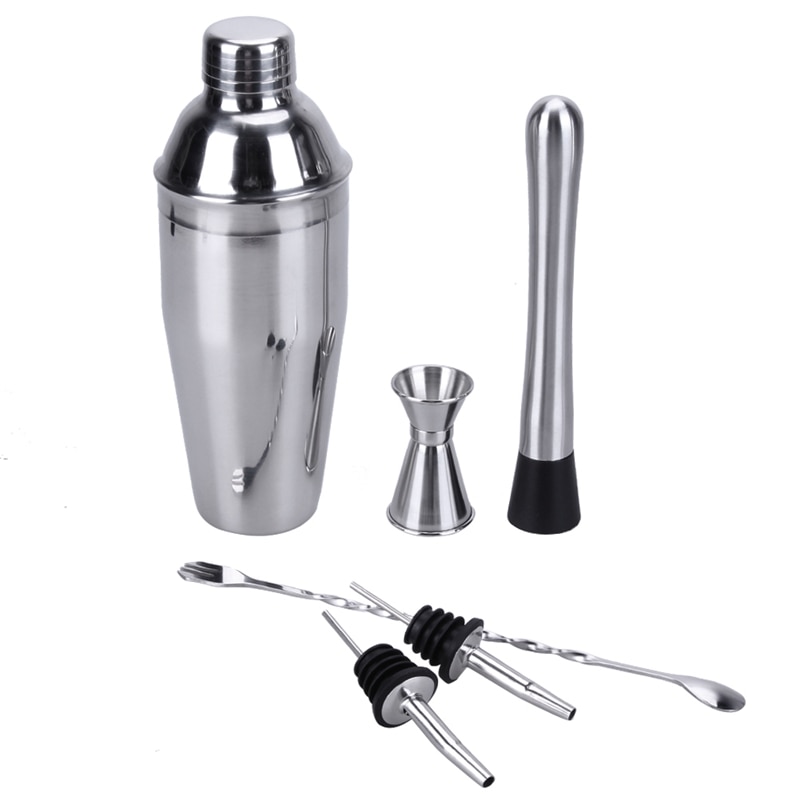 6Pcs 750ml Stainless Steel Cocktail Shaker Bar Set Wine Martini Drink Mixer Bar/Party Tool Bartender: Default Title