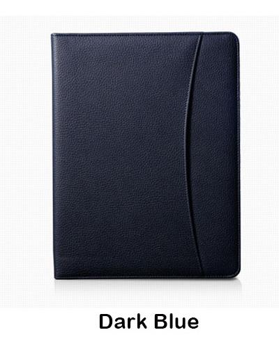 A4 padfolio multifunktionel forretningsmappe til dokument pu filhåndtering holder kontororganisator med lommeregner uden bindemiddelpose: Marine blå