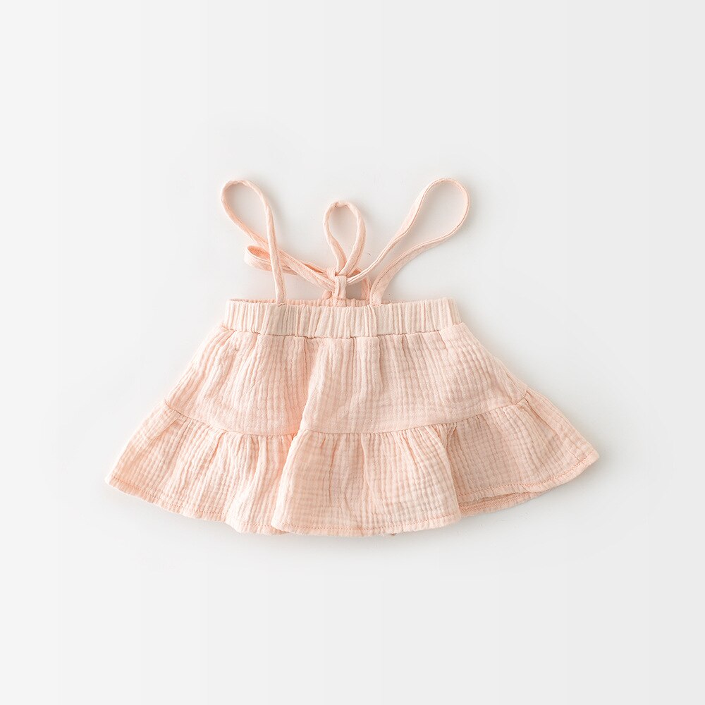 Lente Baby Meisje Rokken Katoen Zachte Meisjes Band Jumpsuit Effen Kleur Ruche Kinderen Jarretel Rokken Voor Meisjes: 11029pink / 6M   66cm