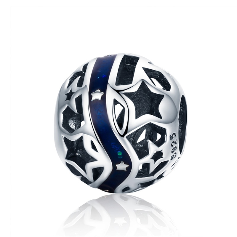 DALARAN 925 Sterling Silver Charms Blue Moon Star Beads For DIY Enamel Fine Jewelry Making Fit Original Charm Bracelets Necklace