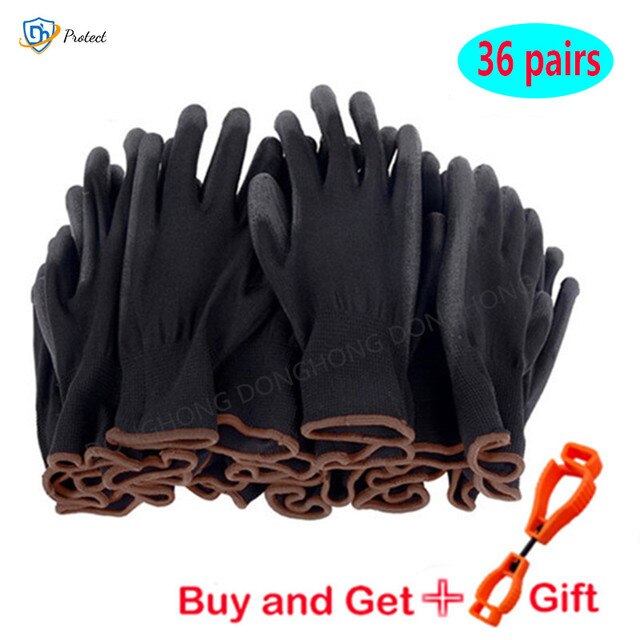 Nitrile safety coated work gloves PU and palm coated gloves safety gloves are suitable for construction and maintenance vehicles: 36 pairs / M