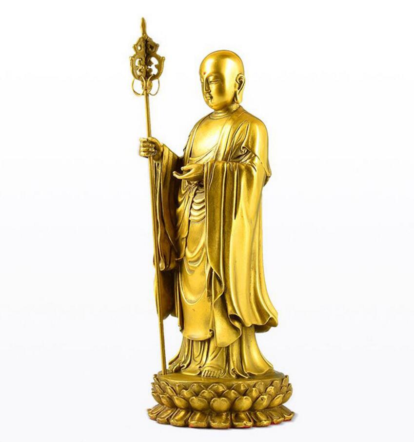Estatua de cobre, estatua de bronce del rey tibetano, estatua de cobre puro de Buda Kaiguang Jiuhuashan, estatua de Bodhisattva tibetano